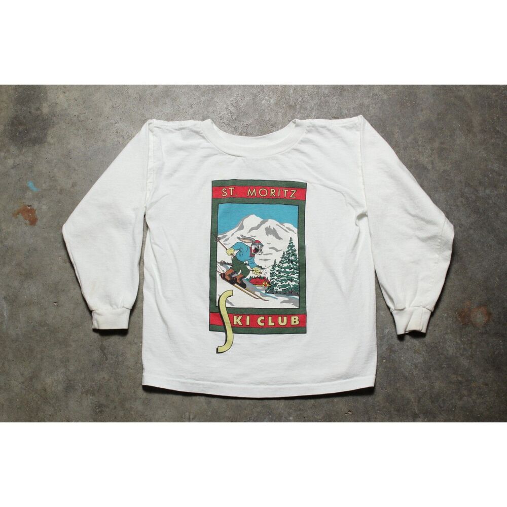 Vintage 90's USA-Made Acme Kids Bugs Bunny St. Moritz Ski Club Shirt Youth Small